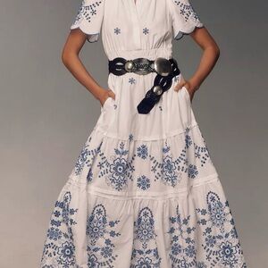 Joie White and Blue Floral Maxi Dress